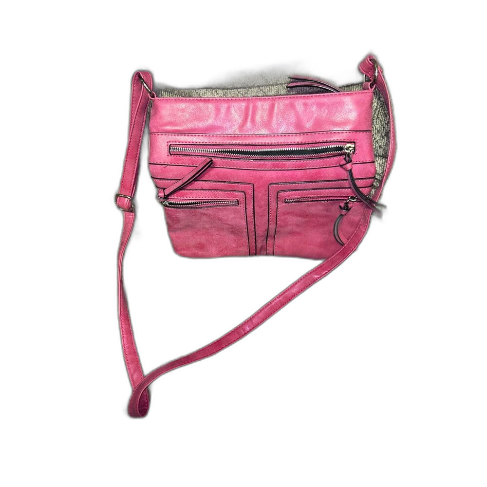 Women’s Pink Multi-Pocket Crossbody Bag Lightweight Multi-Zip Travel Purse